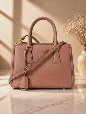 Authentic Prada Saffiano Lux Pink Galleria Small Tote Bag